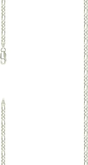 JewelryWeb 925 Sterling Silver Pave Super Flat Figaro Chain-Silver 2.6mm Anklet-Anklet for Women and Men