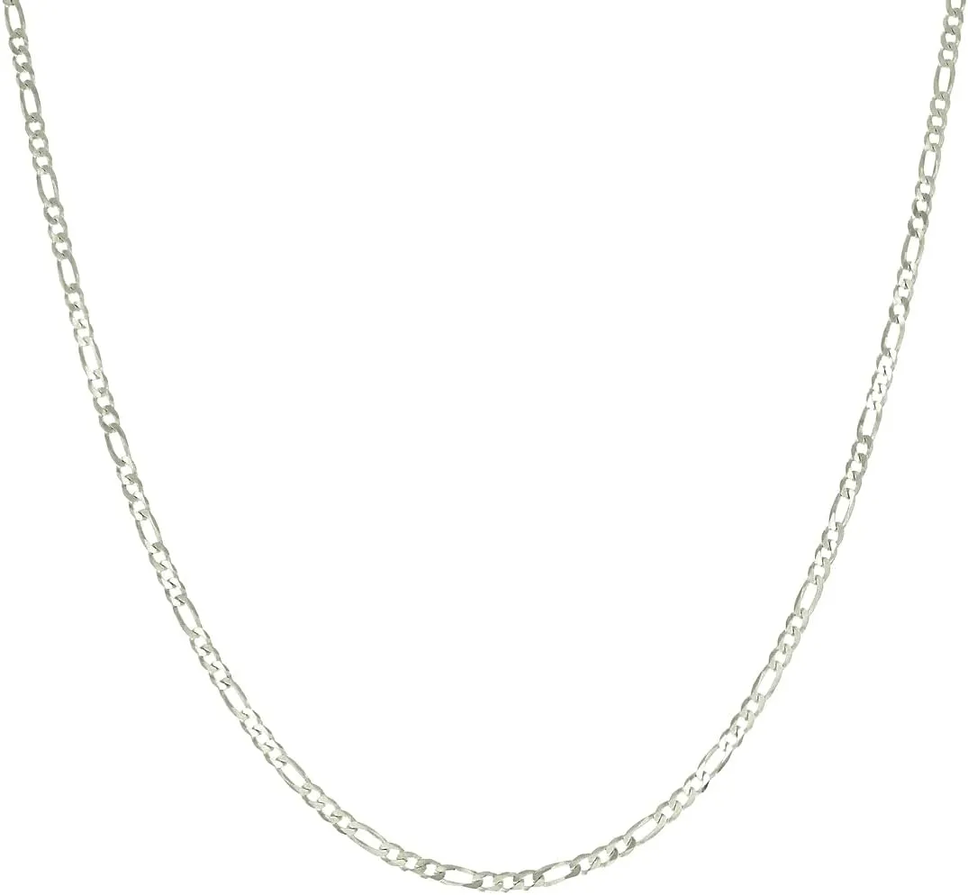 JewelryWeb 925 Sterling Silver Pave Super Flat Figaro Chain-Silver 2.6mm Anklet-Anklet for Women and Men
