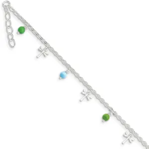 JewelryWeb 925 Sterling Silver Polished Fancy Lobster Closure Anklet-Lobster Claw-Anklet for Women