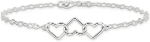 JewelryWeb 925 Sterling Silver Polished Fancy Lobster Closure Solid-Fancy Love Heart Link Anklet-Lobster Claw 9mm Wide-Anklet for Women