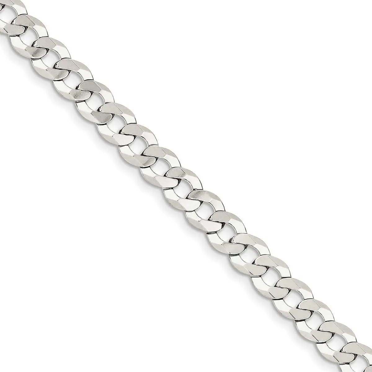 JewelryWeb 925 Sterling Silver Polished Lobster Claw Closure 8mm Close Link Flat Curb Chain Bracelet-Link-Bracelet for Women and Men