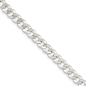 JewelryWeb 925 Sterling Silver Polished Lobster Claw Closure 8mm Close Link Flat Curb Chain Bracelet-Link-Bracelet for Women and Men