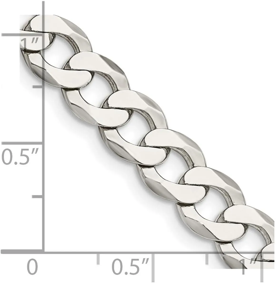 JewelryWeb 925 Sterling Silver Polished Lobster Claw Closure 8mm Close Link Flat Curb Chain Bracelet-Link-Bracelet for Women and Men