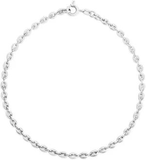 JewelryWeb 925 Sterling Silver Polished Puffed Mariner Chain Anklet With Lobster Clasp 10 Inch-Anklet for Women and Men