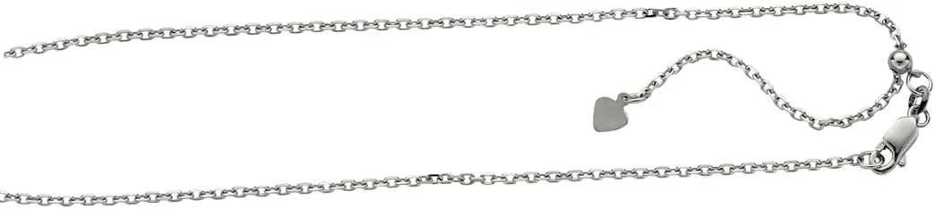 JewelryWeb 925 Sterling Silver Rhodium Finish 0.9mm Sparkle Cut Adjustable Cable Chain Lobster Clasp Anklet-Anklet for Women and Men
