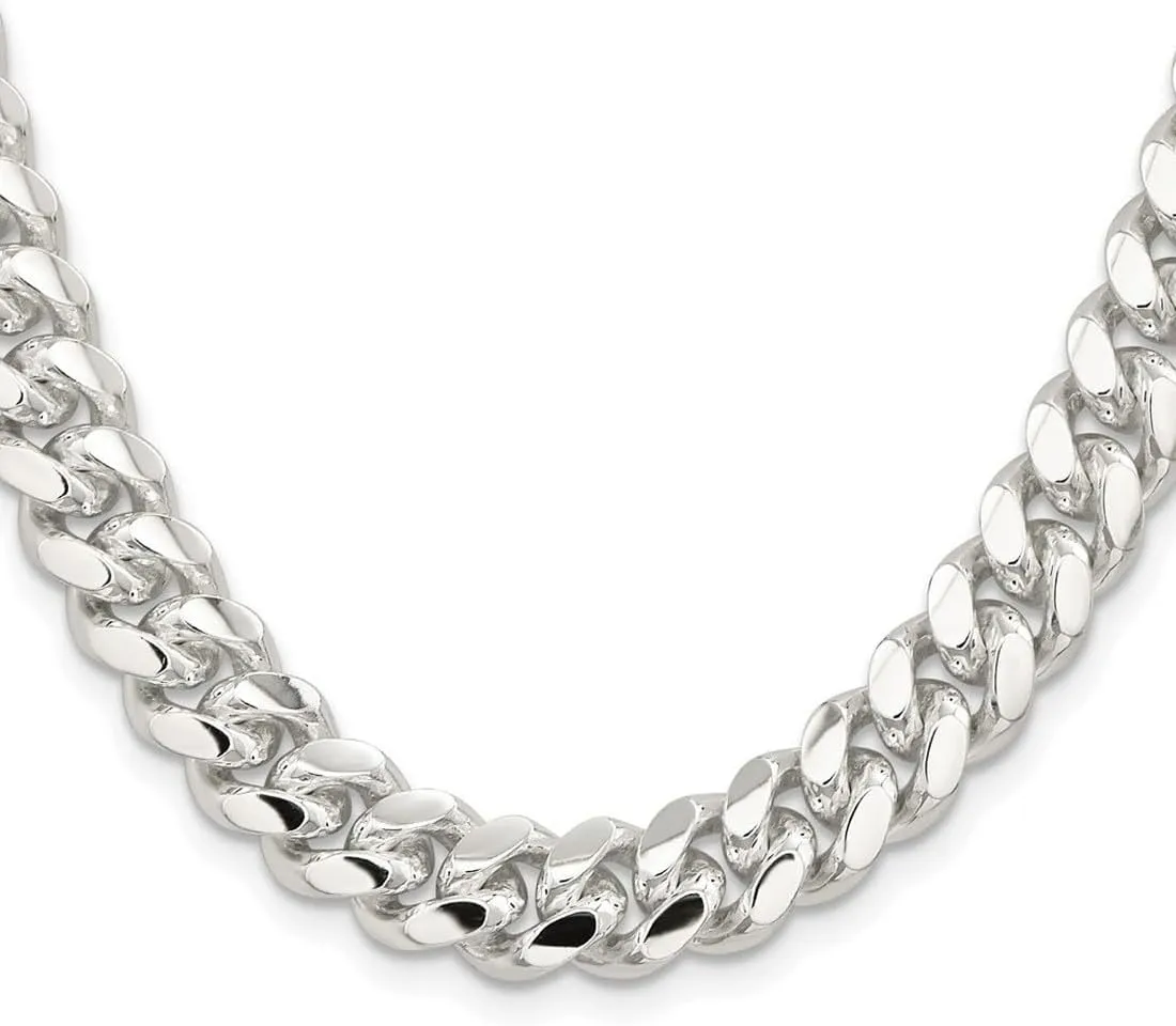 JewelryWeb 925 Sterling Silver Rhodium Plated 10.7mm Polished Domed Curb Chain Ankle Bracelet Anklet for Women and Men