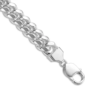 JewelryWeb 925 Sterling Silver Rhodium Plated 10.7mm Polished Domed Curb Chain Ankle Bracelet Anklet for Women and Men