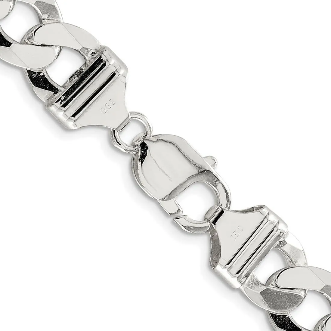 JewelryWeb 925 Sterling Silver Rhodium Plated 11.75mm Flat Curb Chain Ankle Bracelet Anklet for Women and Men