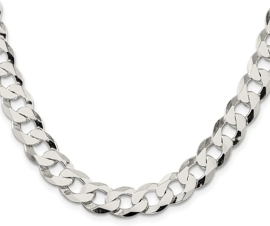 JewelryWeb 925 Sterling Silver Rhodium Plated 11.75mm Flat Curb Chain Ankle Bracelet Anklet for Women and Men