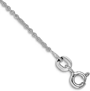 JewelryWeb 925 Sterling Silver Rhodium Plated 1mm Cable Chain Bracelet Anklet 9 Inch-Anklet for Women and Men