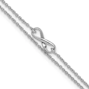 JewelryWeb 925 Sterling Silver Rhodium Plated 2 strand With 1inch Ext. Infinity Anklet 9 Inch 1mm Wide-Anklet for Women