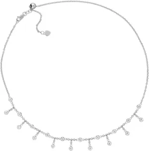 JewelryWeb 925 Sterling Silver Rhodium Plated 3mm CZ Simulated Diamond Fashion Choker Necklace 16 Inch-Choker-Necklace for Women
