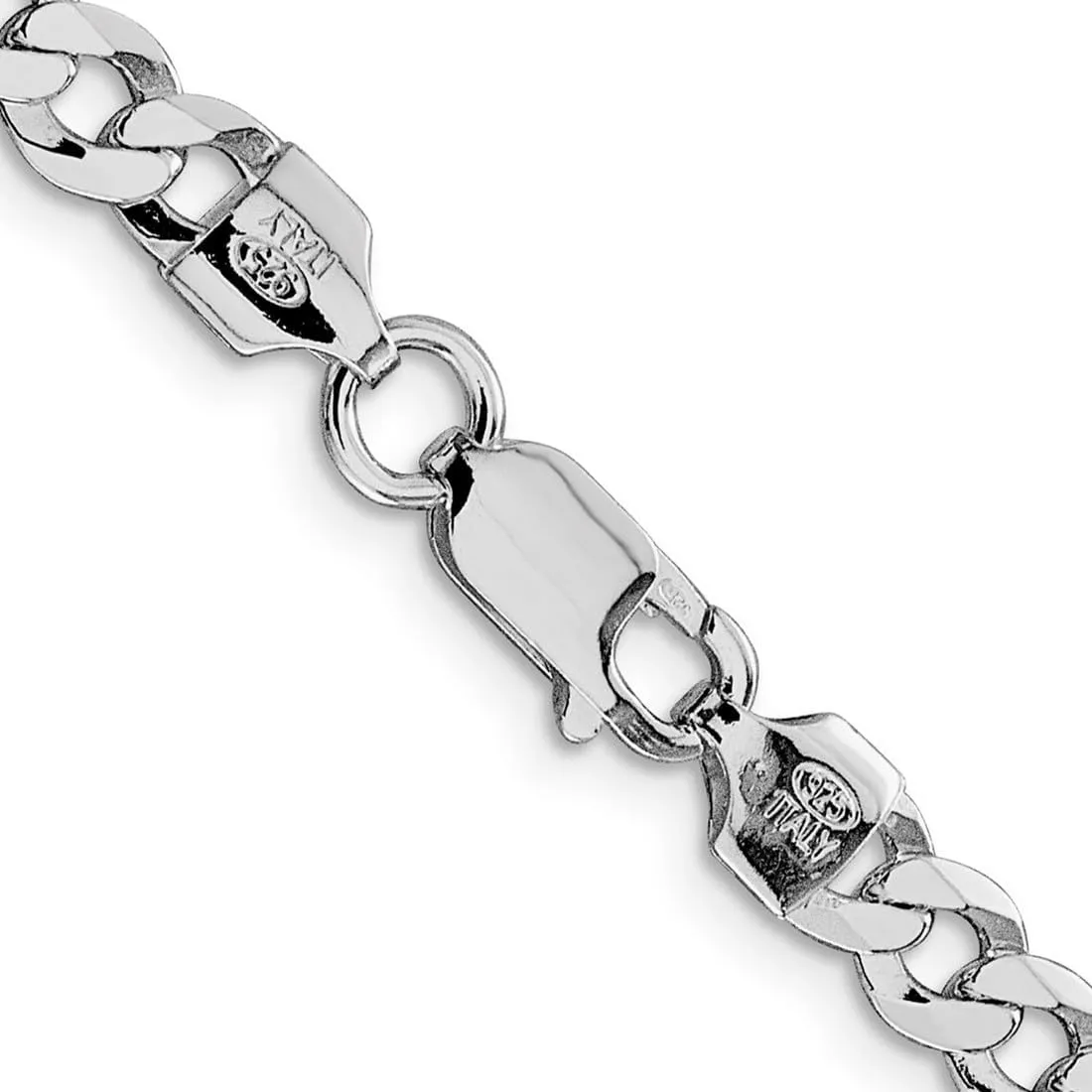 JewelryWeb 925 Sterling Silver Rhodium Plated 5.75mm Flat Curb Chain Ankle Bracelet Anklet for Women and Men