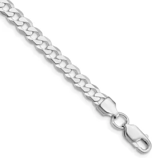 JewelryWeb 925 Sterling Silver Rhodium Plated 5.75mm Flat Curb Chain Ankle Bracelet Anklet for Women and Men
