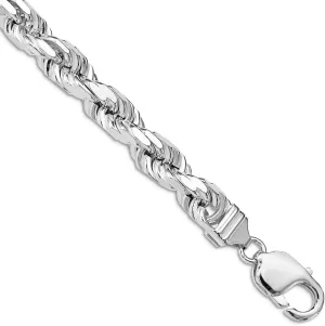 JewelryWeb 925 Sterling Silver Rhodium Plated 7.8mm Sparkle Cut Rope Chain Ankle Bracelet Anklet for Women and Men
