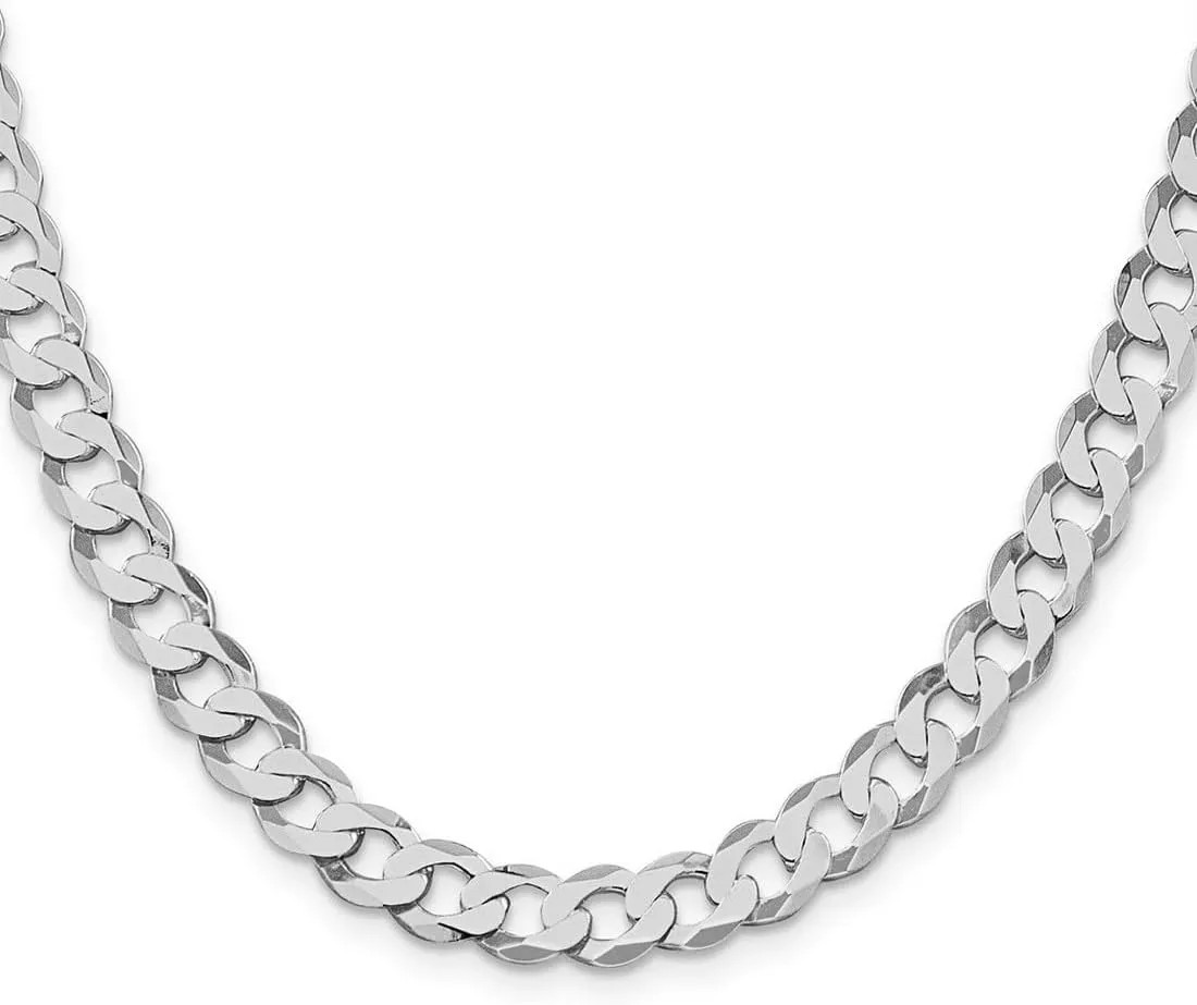 JewelryWeb 925 Sterling Silver Rhodium Plated 8mm Flat Curb Chain Ankle Bracelet Anklet for Women and Men