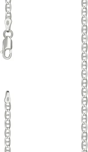 JewelryWeb 925 Sterling Silver Solid Classic Mariner Chain-Silver 2mm Anklet 9 Inch-Anklet for Women and Men