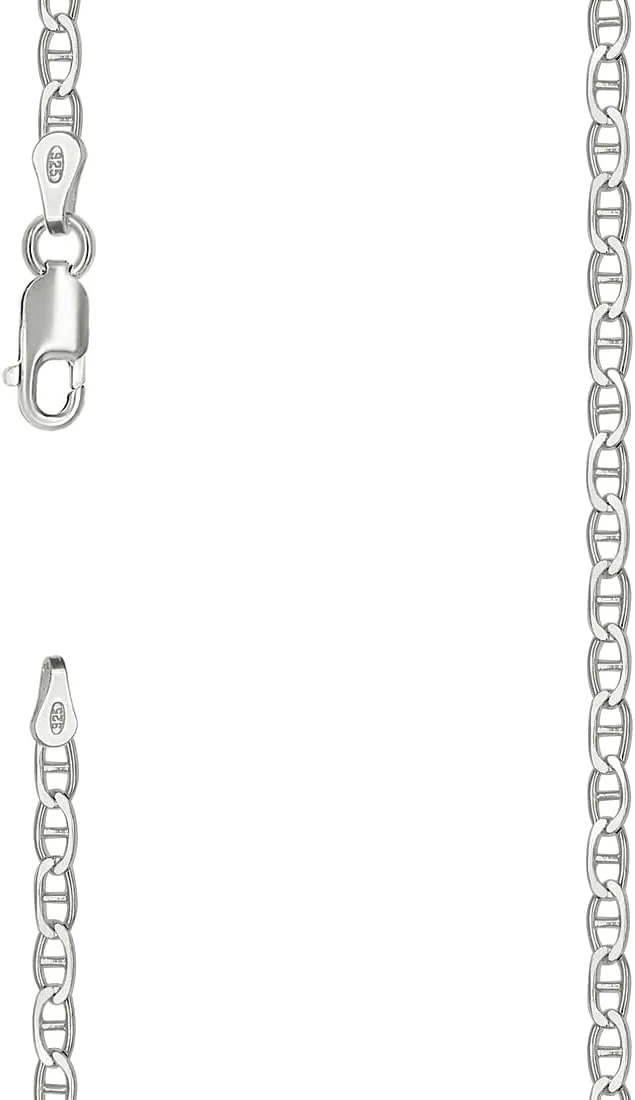 JewelryWeb 925 Sterling Silver Solid Classic Mariner Chain-Silver 2mm Anklet 9 Inch-Anklet for Women and Men