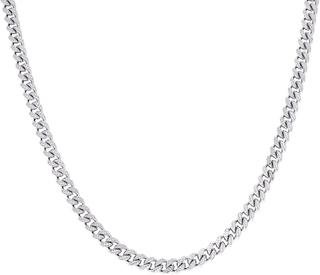 JewelryWeb 925 Sterling Silver Solid Comfort Curb Pyramid Chain Rhodium 6.3mm Anklet-Anklet for Women and Men