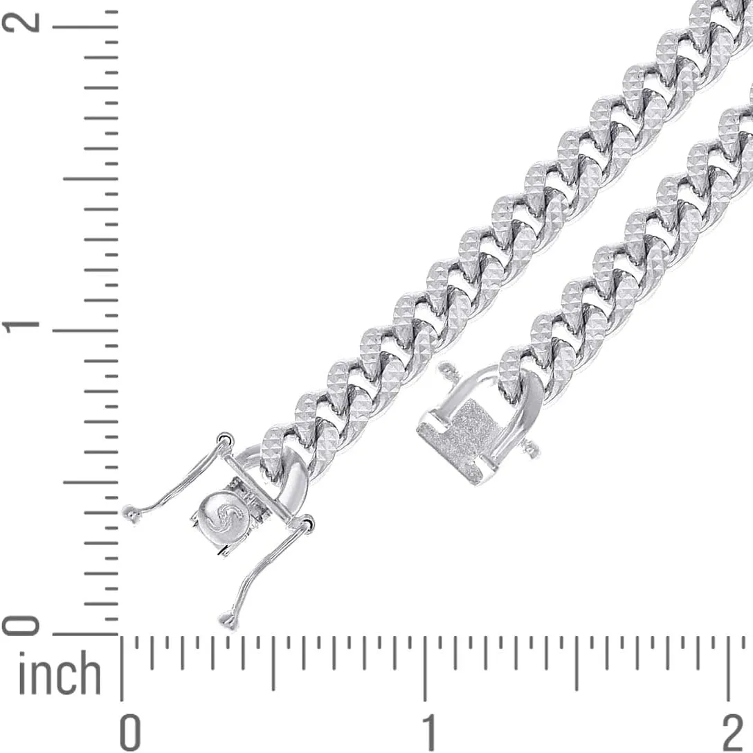 JewelryWeb 925 Sterling Silver Solid Comfort Curb Pyramid Chain Rhodium 6.3mm Anklet-Anklet for Women and Men