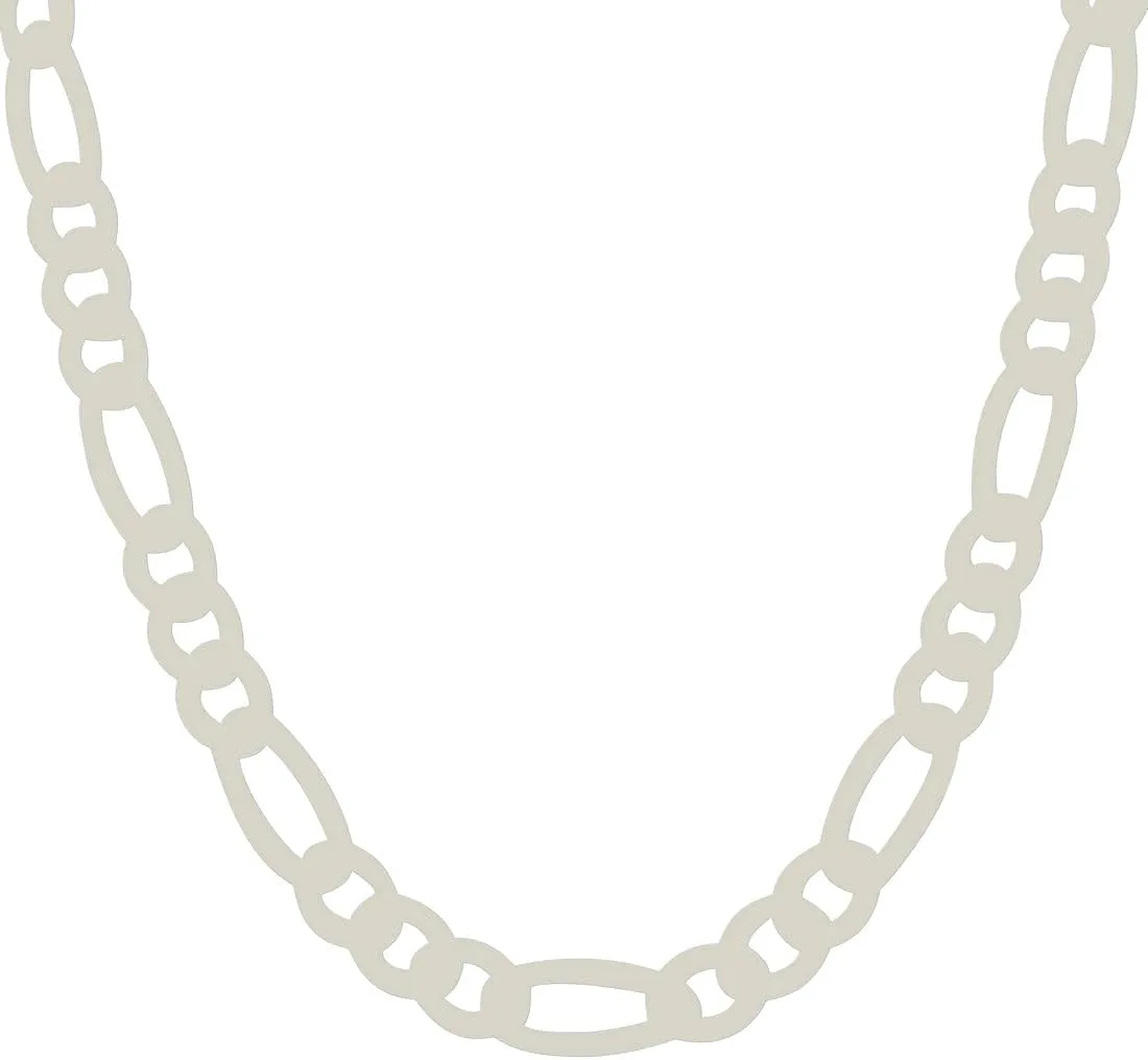 JewelryWeb 925 Sterling Silver Solid Pave Classic Figaro-Silver Plated 9.5mm Anklet-Anklet for Women