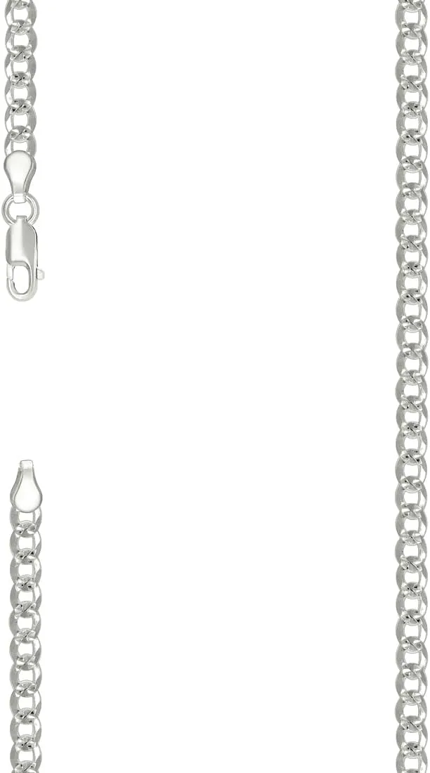 JewelryWeb 925 Sterling Silver Solid Pave Super Flat Comfort Curb Chain-Silver 4.7mm Anklet 9 Inch-Anklet for Women and Men
