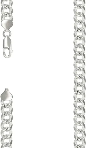 JewelryWeb 925 Sterling Silver Solid Pave Super Flat Comfort Curb Chain-Silver 8.6mm Anklet 9 Inch-Anklet for Women and Men