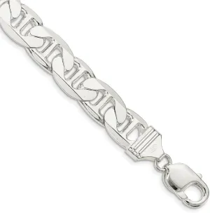 JewelryWeb 925 Sterling Silver Solid Polished 10.5mm Nautical Ship Mariner Anchor Chain Anklet 9 Inch Lobster Claw-Anklet for Women and Men