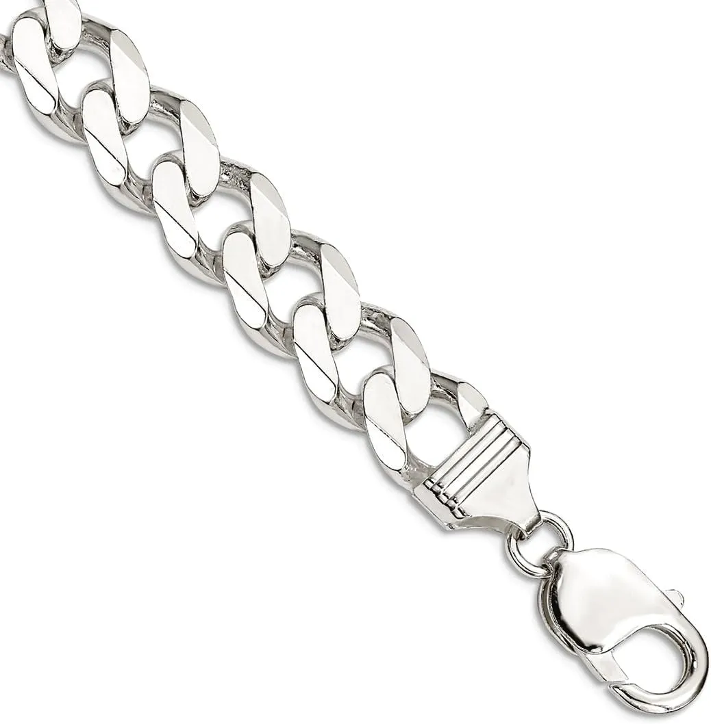 JewelryWeb 925 Sterling Silver Solid Polished 11mm Curb Chain Anklet 9 Inch Lobster Claw-Anklet for Women and Men
