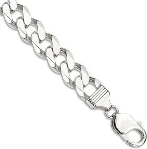 JewelryWeb 925 Sterling Silver Solid Polished 11mm Curb Chain Anklet 9 Inch Lobster Claw-Anklet for Women and Men