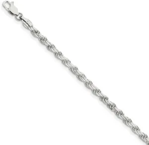 JewelryWeb 925 Sterling Silver Solid Polished 3.5mm D Cut Rope Chain Bracelet Lobster Claw Link-Bracelet for Women and Men
