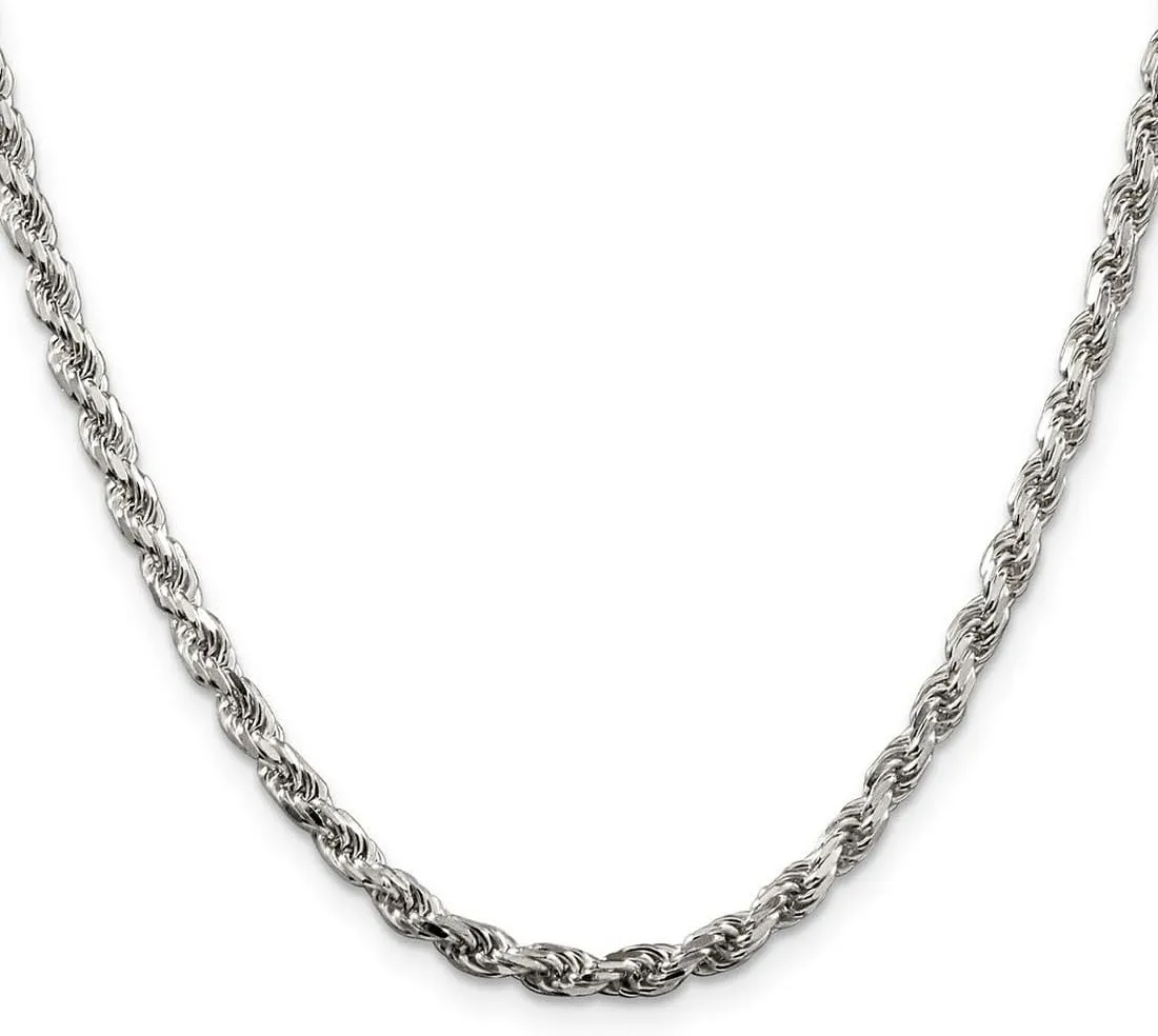 JewelryWeb 925 Sterling Silver Solid Polished 3.5mm D Cut Rope Chain Bracelet Lobster Claw Link-Bracelet for Women and Men