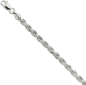 JewelryWeb 925 Sterling Silver Solid Polished 4.25mm D Cut Rope Chain Anklet 9 Inch Lobster Claw-Anklet for Women and Men
