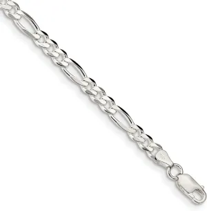 JewelryWeb 925 Sterling Silver Solid Polished 4.25mm Figaro Chain Anklet 9 Inch Lobster Claw-Anklet for Women and Men