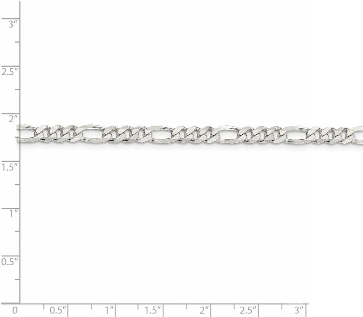 JewelryWeb 925 Sterling Silver Solid Polished 4.25mm Figaro Chain Bracelet Lobster Claw Link-Bracelet for Women and Men