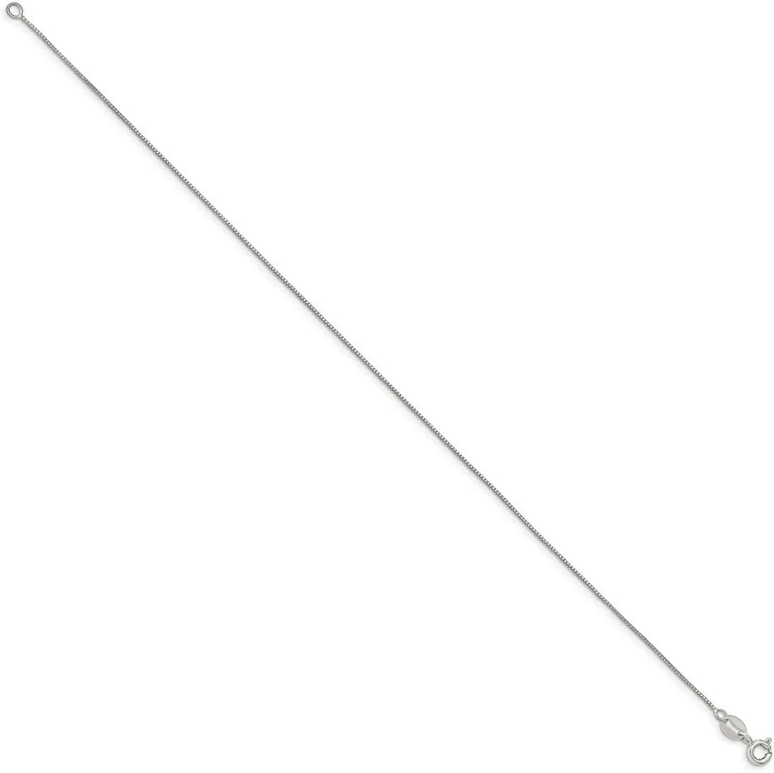 JewelryWeb 925 Sterling Silver Solid Polished .5mm Box Chain Ankle Bracelet Spring-Ring Anklet for Women and Men