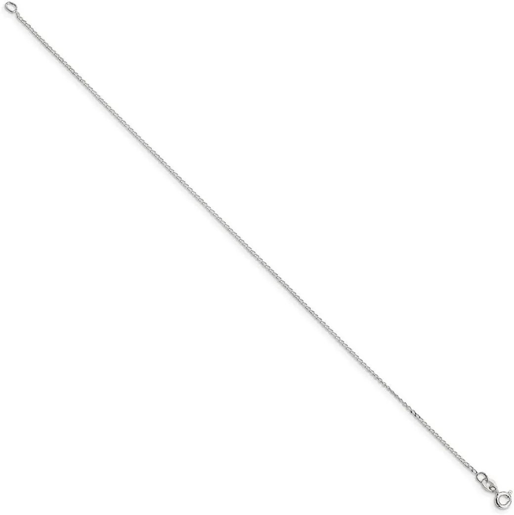 JewelryWeb 925 Sterling Silver Solid Polished .5mm Fancy Chain Ankle Bracelet Spring-Ring Anklet for Women and Men