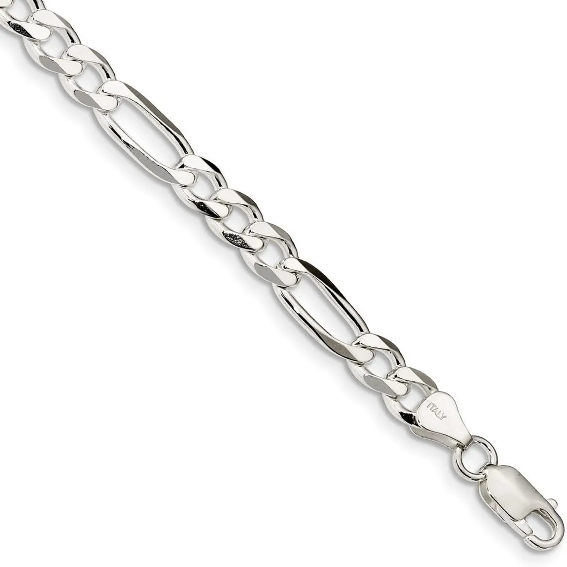 JewelryWeb 925 Sterling Silver Solid Polished 6.5mm Figaro Chain Anklet 9 Inch Lobster Claw-Anklet for Women and Men