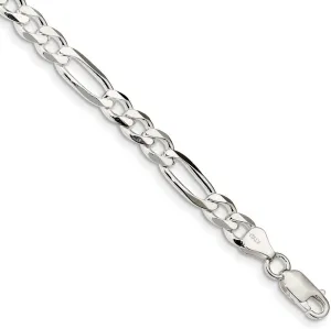 JewelryWeb 925 Sterling Silver Solid Polished 6.5mm Figaro Chain Anklet 9 Inch Lobster Claw-Anklet for Women and Men