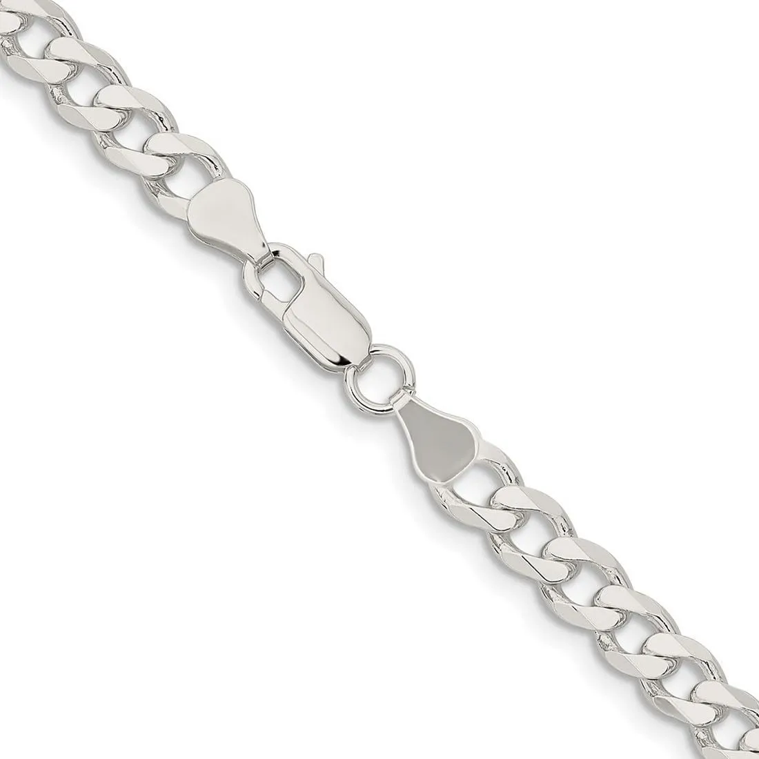 JewelryWeb 925 Sterling Silver Solid Polished 7mm Curb Chain Bracelet Lobster Claw Link-Bracelet for Women and Men