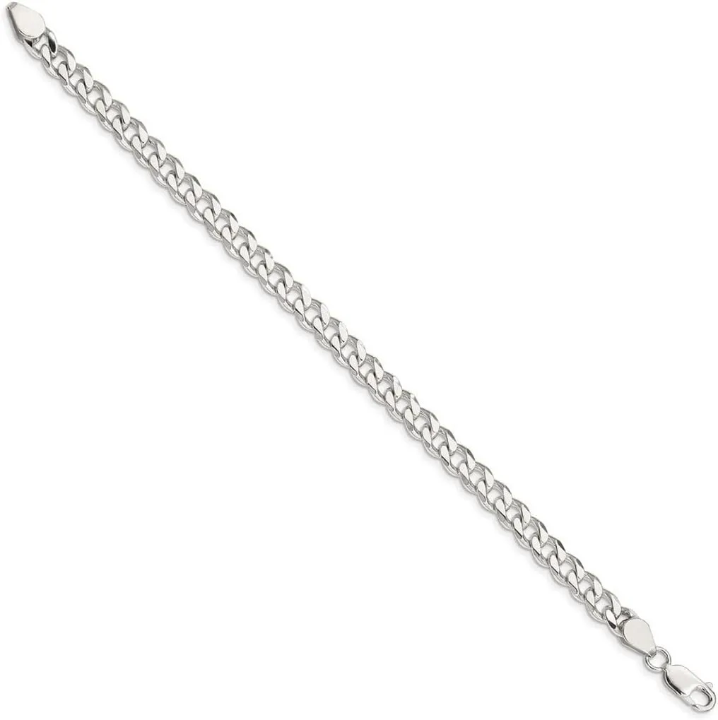 JewelryWeb 925 Sterling Silver Solid Polished 7mm Curb Chain Bracelet Lobster Claw Link-Bracelet for Women and Men