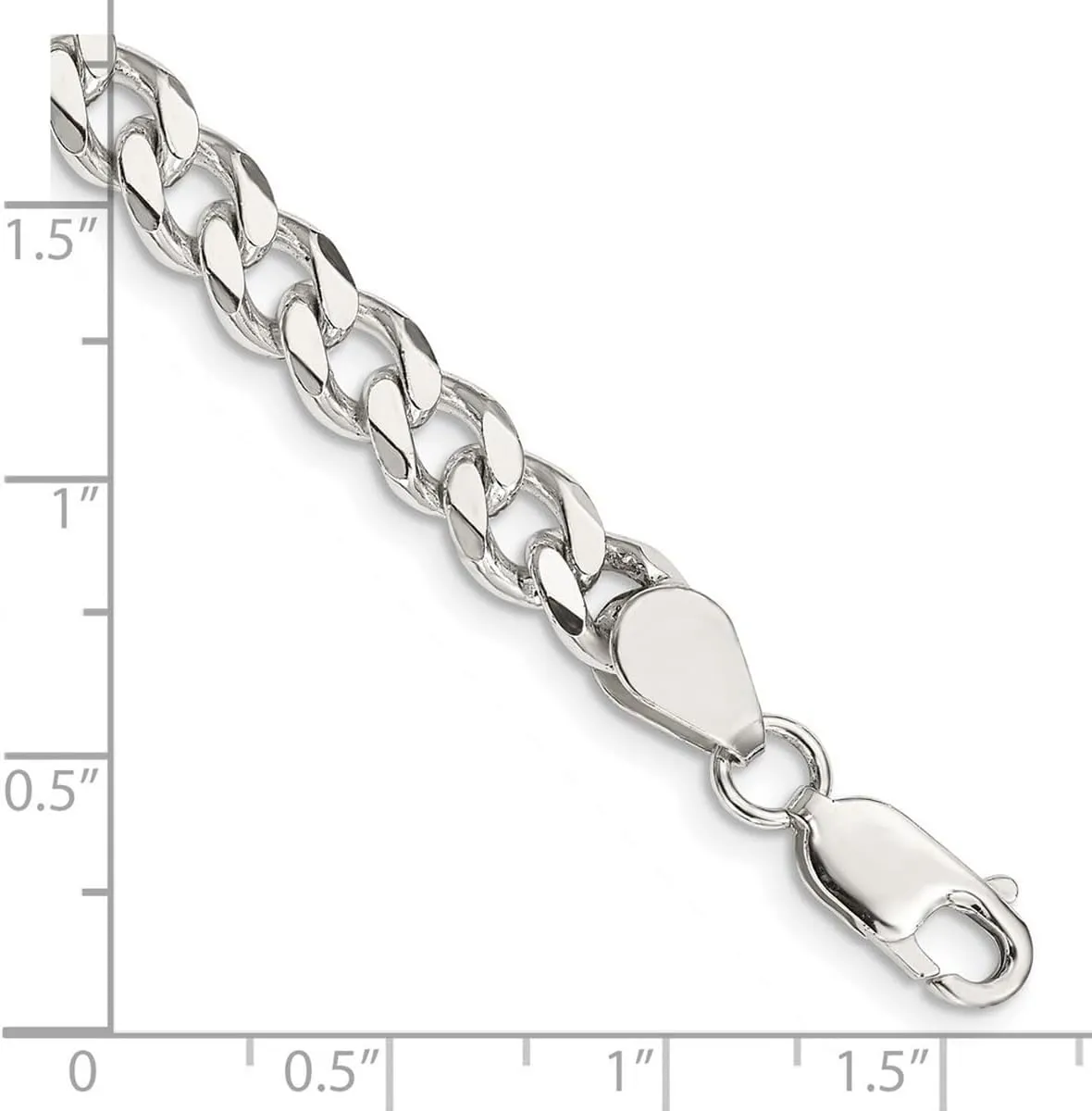 JewelryWeb 925 Sterling Silver Solid Polished 7mm Curb Chain Bracelet Lobster Claw Link-Bracelet for Women and Men