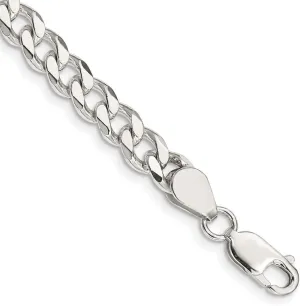 JewelryWeb 925 Sterling Silver Solid Polished 7mm Curb Chain Bracelet Lobster Claw Link-Bracelet for Women and Men