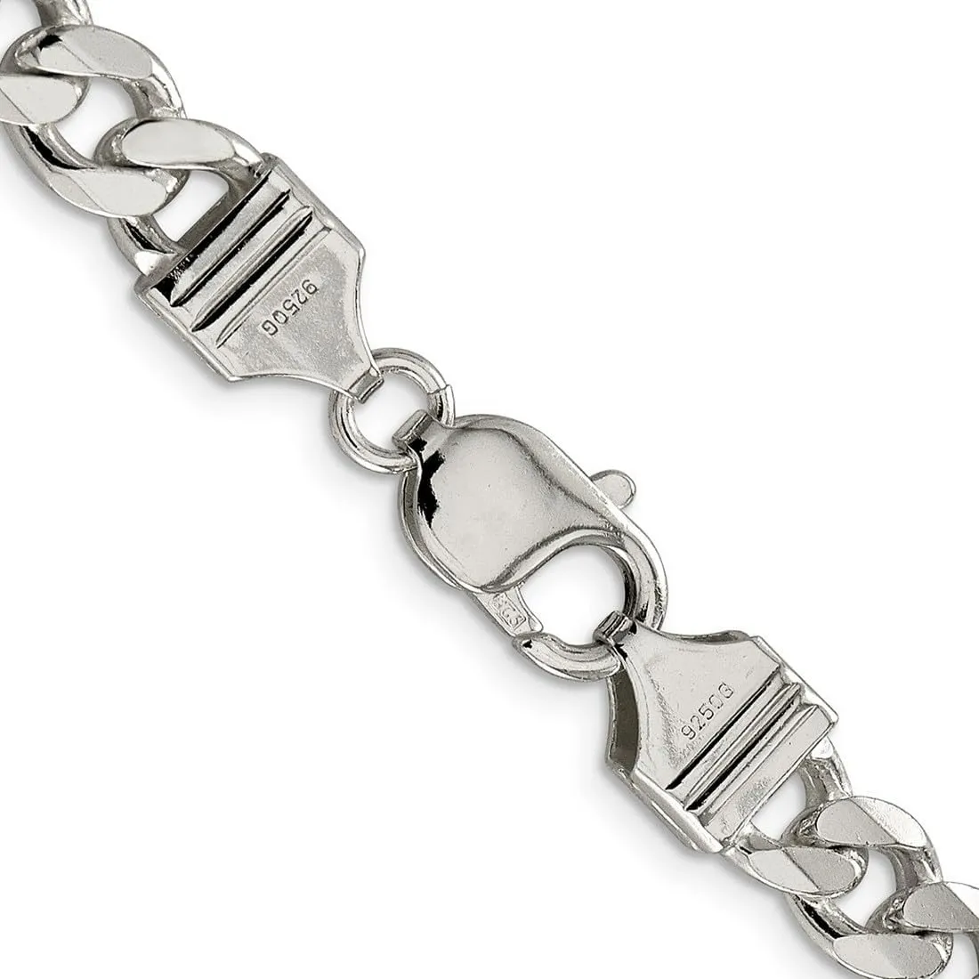 JewelryWeb 925 Sterling Silver Solid Polished 8mm Curb Chain Bracelet Lobster Claw Link-Bracelet for Women and Men