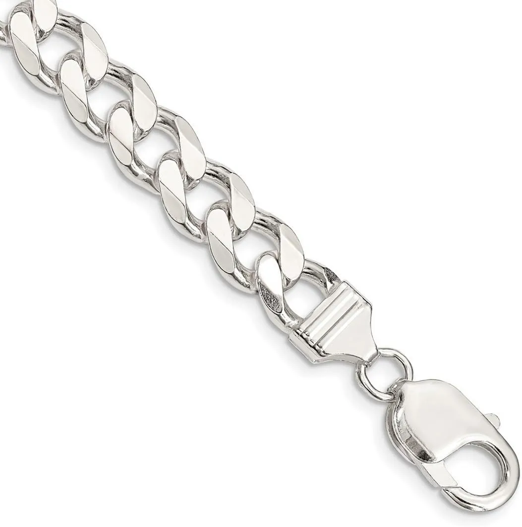 JewelryWeb 925 Sterling Silver Solid Polished 9mm Curb Chain Anklet 9 Inch Lobster Claw-Anklet for Women and Men