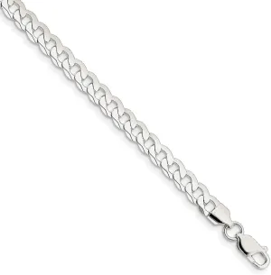 JewelryWeb 925 Sterling Silver Solid Polished Flat Close Link Curb Chain Bracelet 6.3mm Lobster Claw-Link-Bracelet for Women and Men