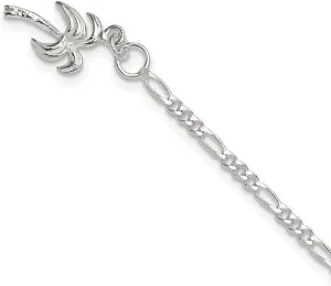 JewelryWeb 925 Sterling Silver Solid Polished Palm Tree Anklet Spring-Ring-Anklet for Women