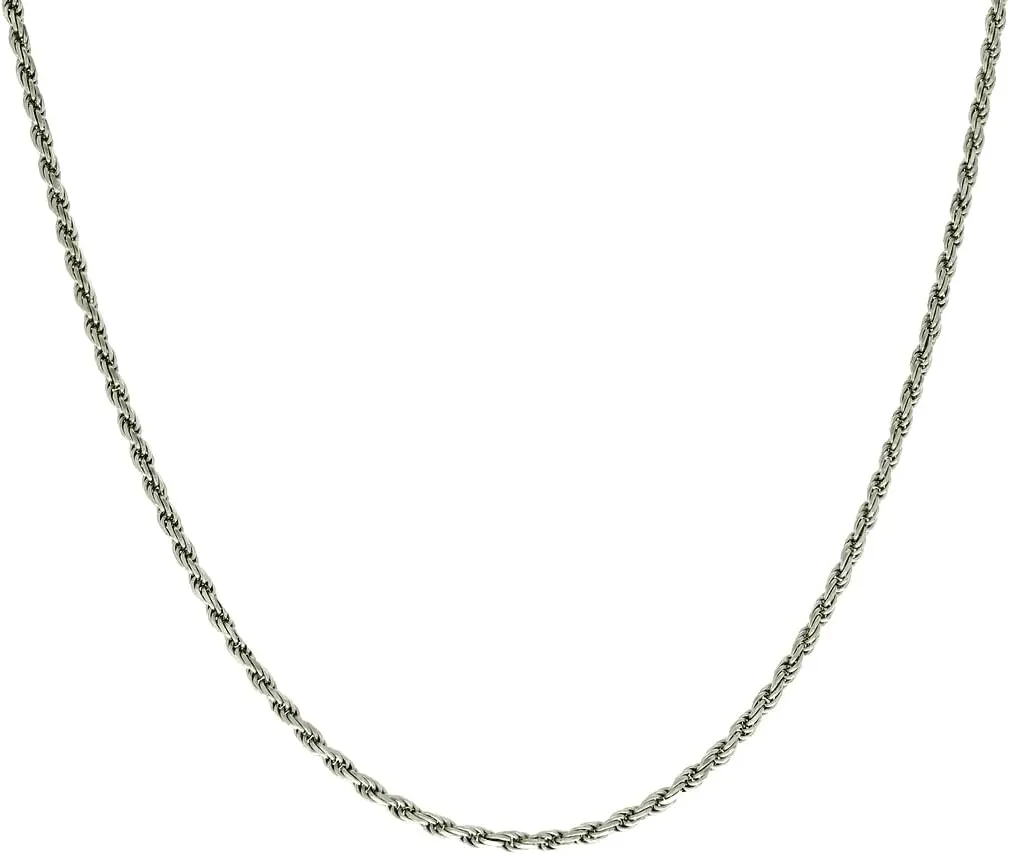 JewelryWeb 925 Sterling Silver Solid Rope Chain-Silver 2.5mm Anklet-Anklet for Women and Men
