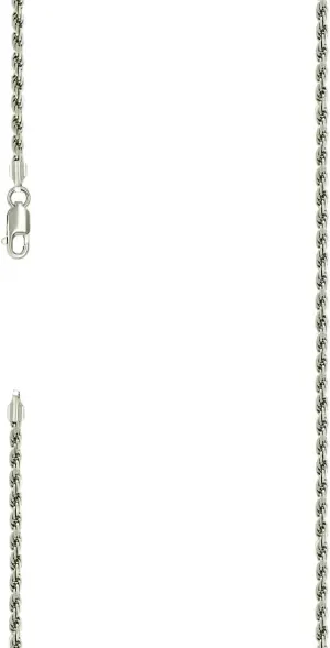 JewelryWeb 925 Sterling Silver Solid Rope Chain-Silver 2.5mm Anklet-Anklet for Women and Men