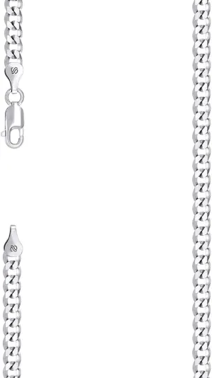 JewelryWeb 925 Sterling Silver Solid Super Flat Comfort Curb Chain Rhodium 3.7mm Anklet 9 Inch-Anklet for Women and Men